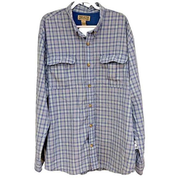 Duluth Other - Duluth Trading Co Shirt Mens 2XL Fishing Blue Plaid Long Sleeve Pockets Outdoor